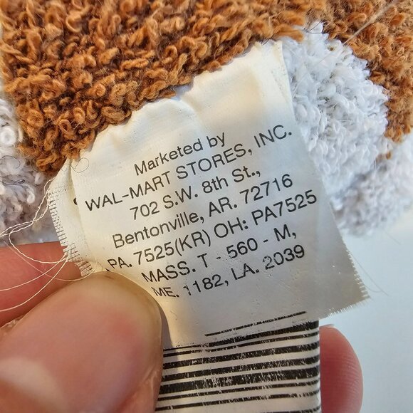 Walmart Terry Cloth Beagle Dog Plush Stuffed Animal Brown Beige Pink Bow 6" - Picture 7 of 7